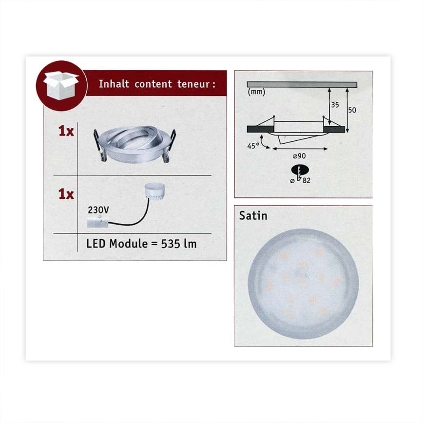 Paulmann 93983 - LED/6,8W IP23 Луничка за баня COIN 230V