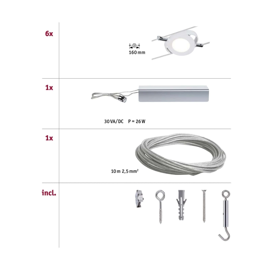 Paulmann 94106 - К-кт 6xLED/4W Спот за релсова система ROUNDMAC 230V бял