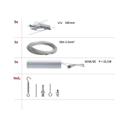 Paulmann 94108 - К-кт 5xLED/4,3W Спот за релсова система MAC 230V матов хром