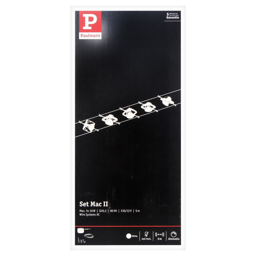 Paulmann 94134 - К-кт 5xGU5,3/10W Спот за релсова система MAC 230V бял