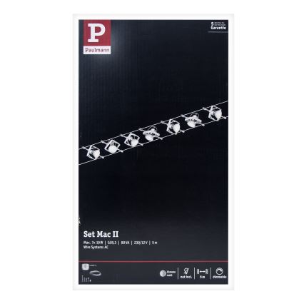 Paulmann 94152 - Комплект 7xGU5,3/10W, пълна кабелна система MAC 230V, матов хром
