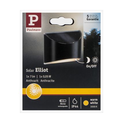 Paulmann 94233 - LED/0,05W IP44 Соларен аплик ELLIOT 1,2V 400 mAh