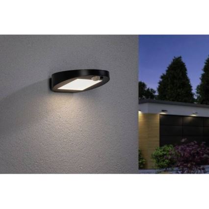 Paulmann 94246 - LED/1,2W IP44 Екстериорна соларна лампа със сензор RYSE 3,7V 1800 mAh