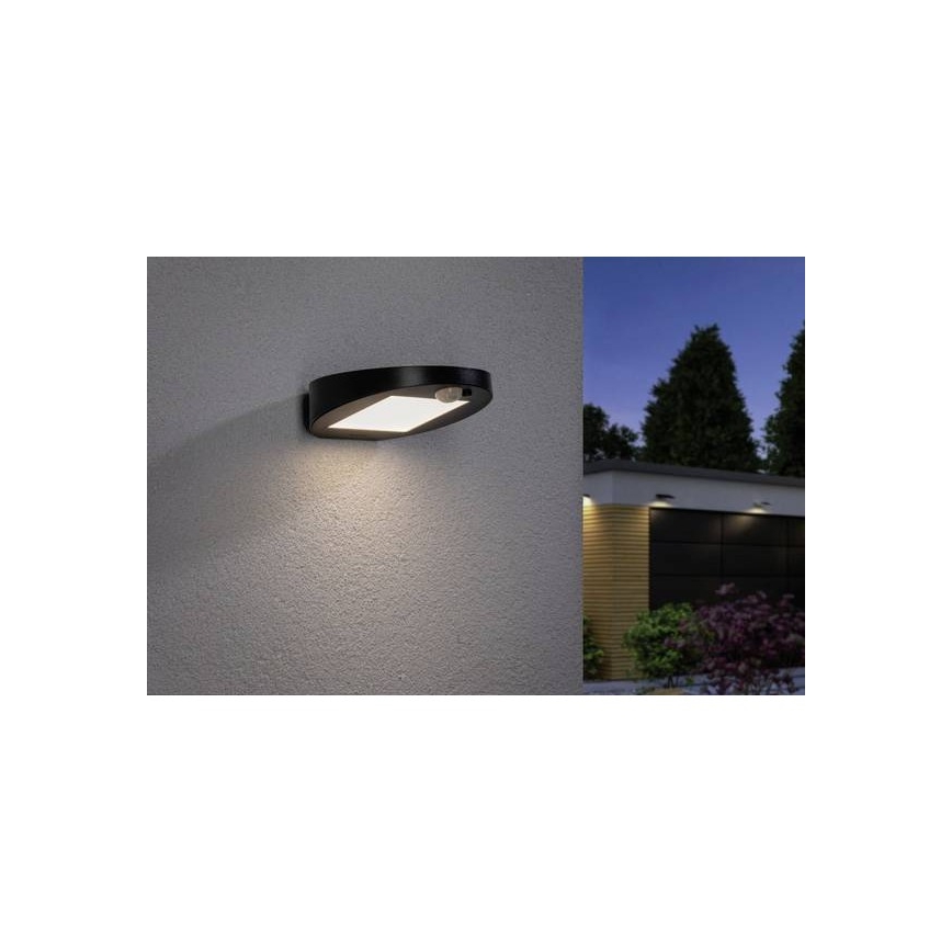 Paulmann 94246 - LED/1,2W IP44 Екстериорна соларна лампа със сензор RYSE 3,7V 1800 mAh