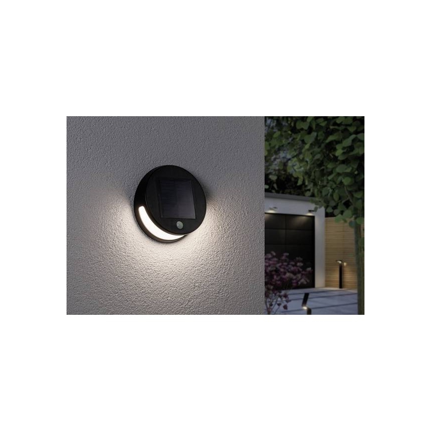 Paulmann 94265 - LED/3W IP44 Екстериорна соларна лампа със сензор HELENA 3,7V 1800 mAh