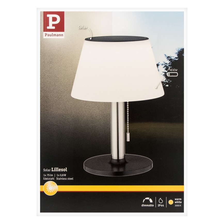 Paulmann 94309 - LED/0,8W IP44 Димируема соларна лампа LILLESOL 3,7V