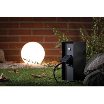 Paulmann 94315 -Екстериорен стълб с контакти със сензор за здрач RIO 3Z SCHUKO 230V IP44