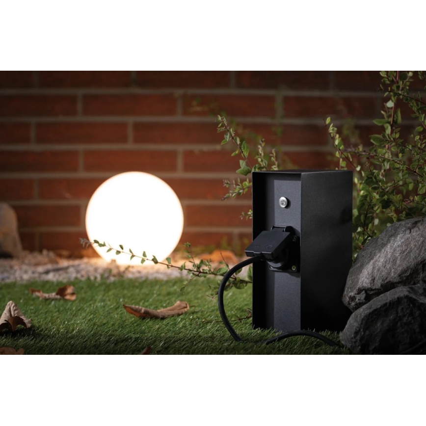 Paulmann 94315 -Екстериорен стълб с контакти със сензор за здрач RIO 3Z SCHUKO 230V IP44