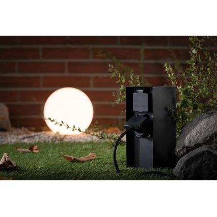 Paulmann 94315 -Екстериорен стълб с контакти със сензор за здрач RIO 3Z SCHUKO 230V IP44