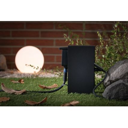 Paulmann 94315 -Екстериорен стълб с контакти със сензор за здрач RIO 3Z SCHUKO 230V IP44