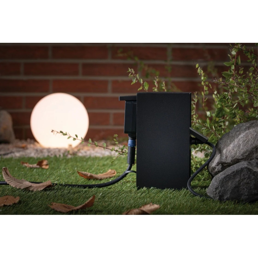 Paulmann 94315 -Екстериорен стълб с контакти със сензор за здрач RIO 3Z SCHUKO 230V IP44