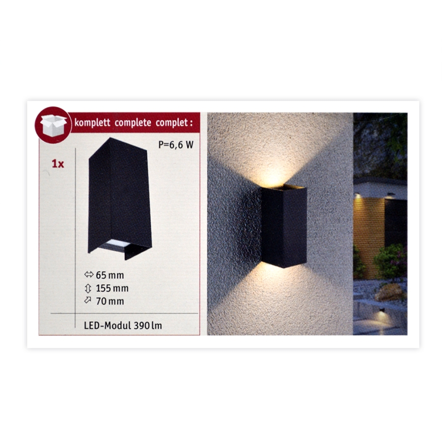 Paulmann 94326 - 2xLED/2,8W IP44 Екстериорен аплик FLAME 230V