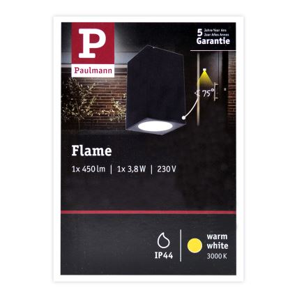 Paulmann 94327 - LED/3,8W IP44 Екстериорен аплик FLAME 230V антрацит