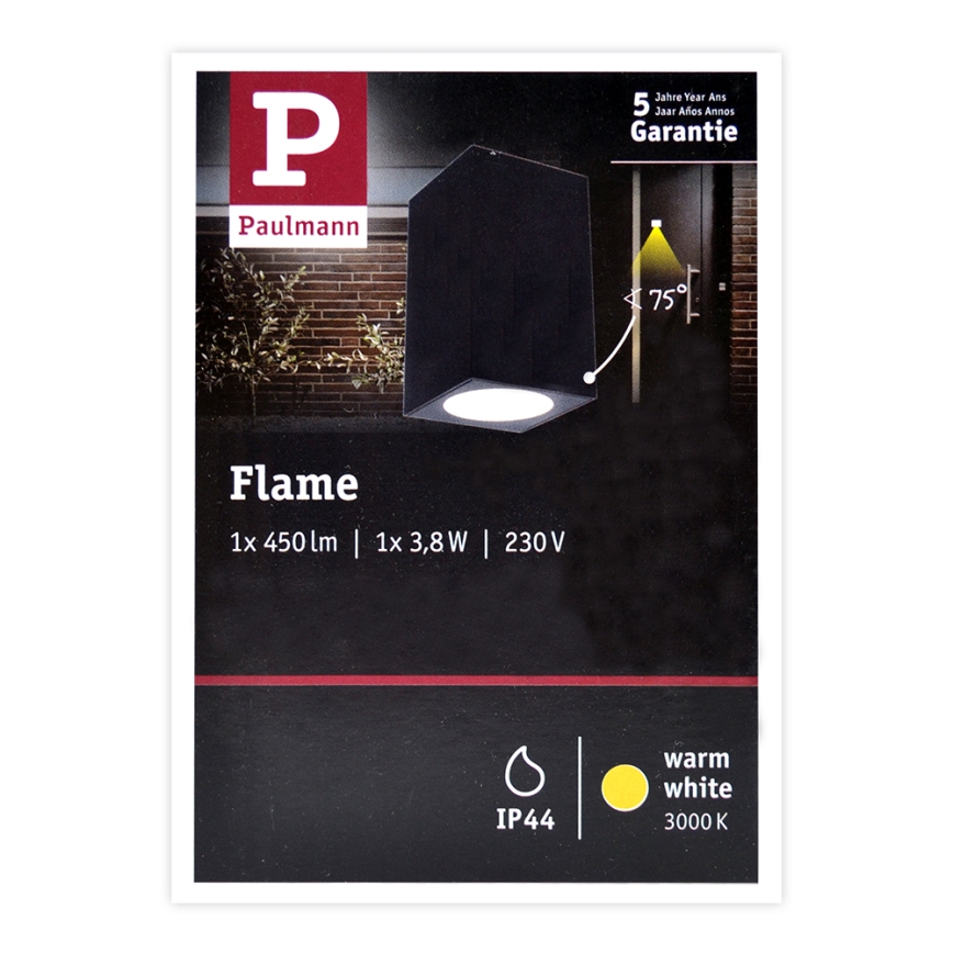 Paulmann 94327 - LED/3,8W IP44 Екстериорен аплик FLAME 230V антрацит