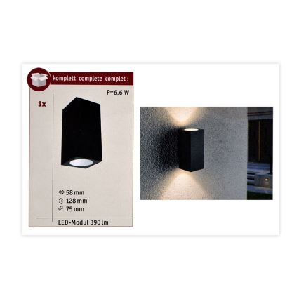 Paulmann 94328 - 2xLED/2,8W IP44 Екстериорен аплик FLAME 230V антрацит