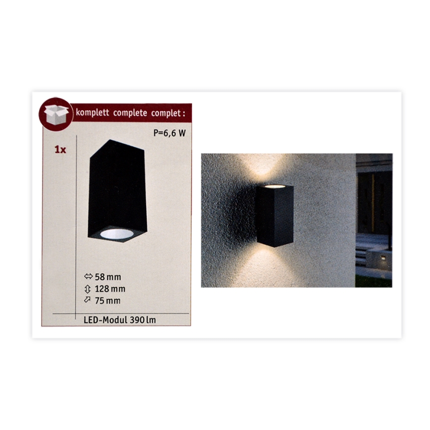 Paulmann 94328 - 2xLED/2,8W IP44 Екстериорен аплик FLAME 230V антрацит