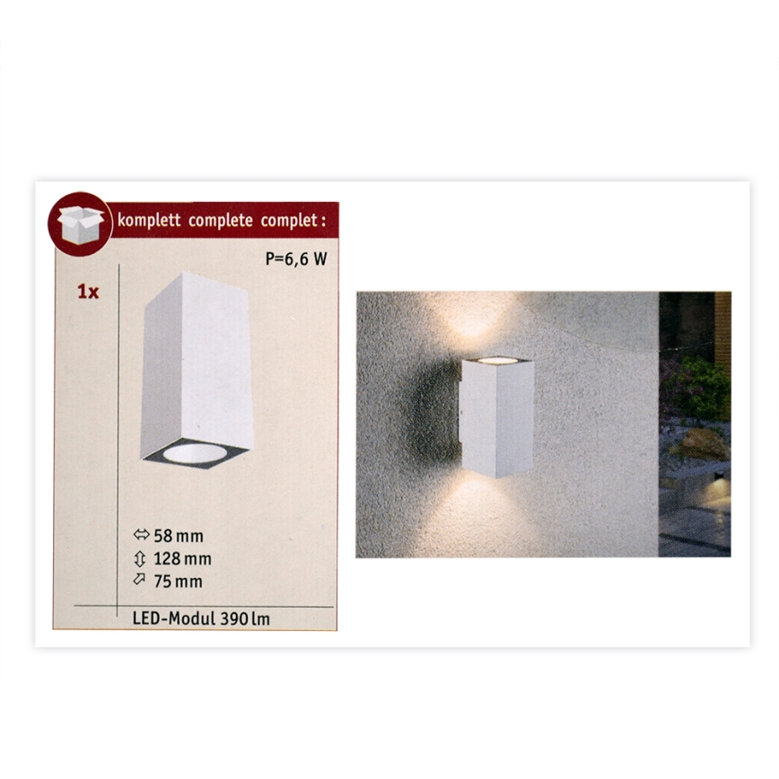 Paulmann 94330 - 2xLED/2,8W IP44 Екстериорен аплик FLAME 230V бял