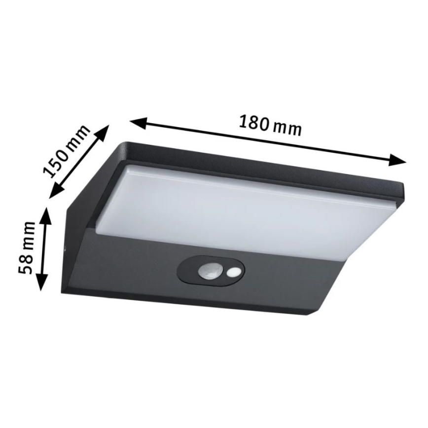 Paulmann 94333 - LED/7,4W IP44 Екстериорен аплик със сензор HOUSE 230V