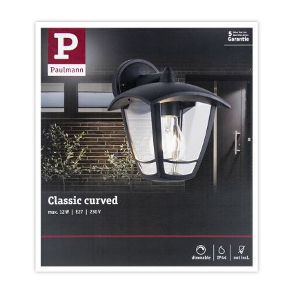 Paulmann 94392 - 1xE27/12W IP44 Екстериорен аплик CLASSIC 230V