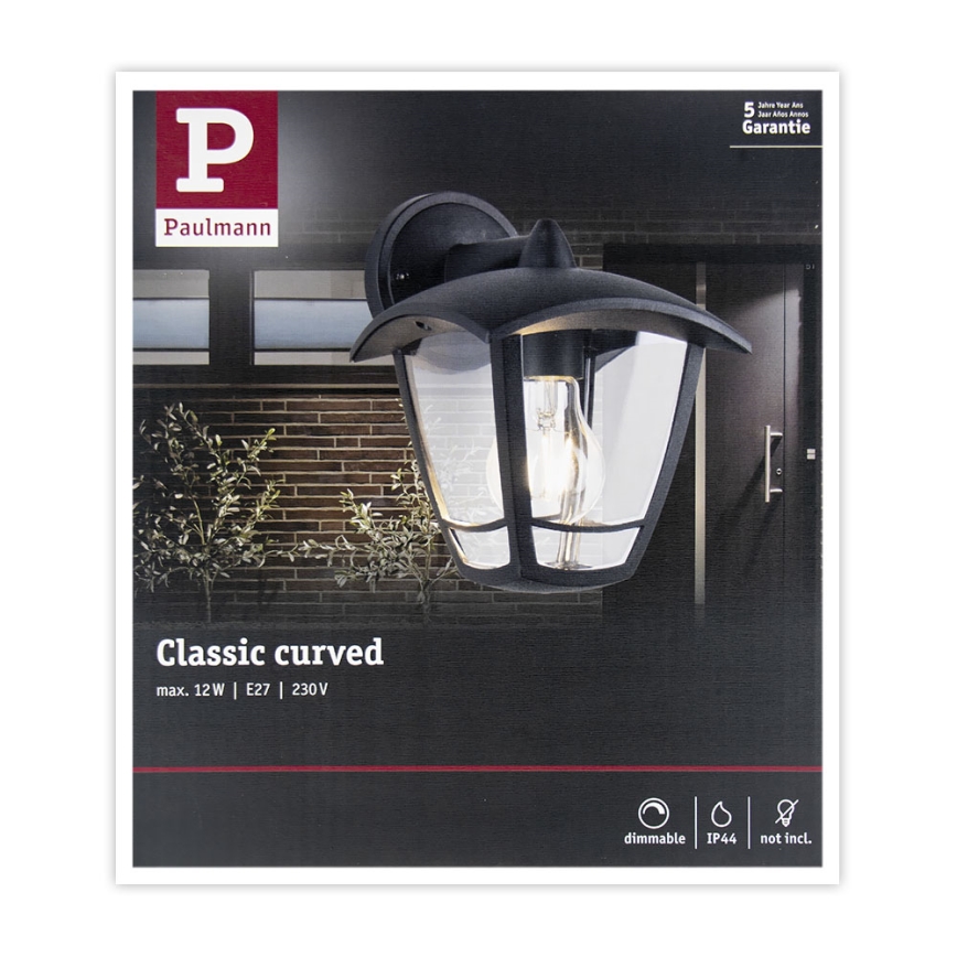 Paulmann 94392 - 1xE27/12W IP44 Екстериорен аплик CLASSIC 230V