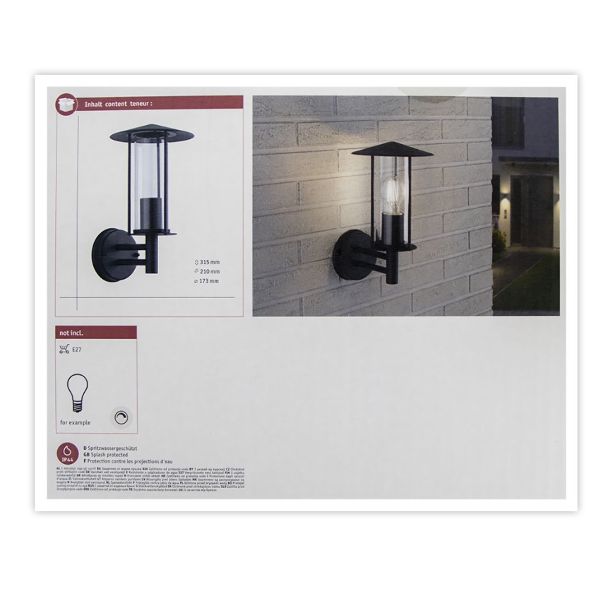 Paulmann 94398 - 1xE27/60W IP44 Екстериорен аплик CLASSIC 230V