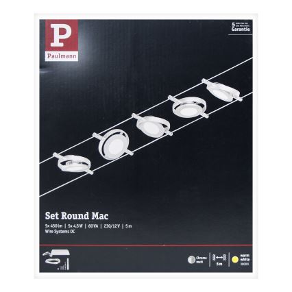 Paulmann 94414 - К-кт 5xLED/4,5W Спот за релсова система ROUNDMAC 230V лъскав хром