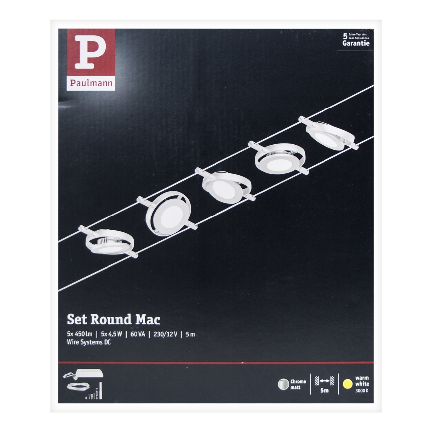 Paulmann 94414 - К-кт 5xLED/4,5W Спот за релсова система ROUNDMAC 230V лъскав хром