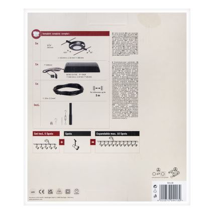 Paulmann 94418 - Комплект 5×LED/4,5W, пълна кабелна система ROUNDMAC 230V, черна
