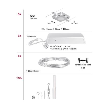 Paulmann 94420 - К-кт 5xLED/4,5W Спот за релсова система MAC 230V матов хром
