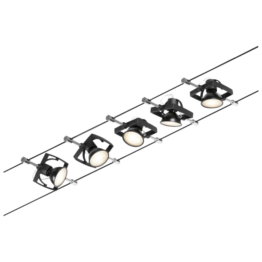 Paulmann 94434 - Комплект от 5 броя GU5,3/10W Луни за кабелна система MAC 230V черен