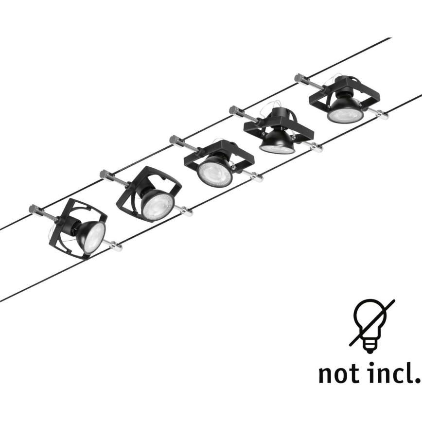 Paulmann 94434 - Комплект от 5 броя GU5,3/10W Луни за кабелна система MAC 230V черен