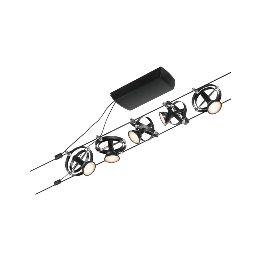 Paulmann 94440 - К-кт 5xGU5,3/10W Спот за релсова система CARDAN 230V черен