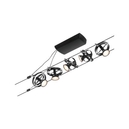 Paulmann 94440 - Комплект 5xGU5,3/10W пълна кабелна система CARDAN 230V черна
