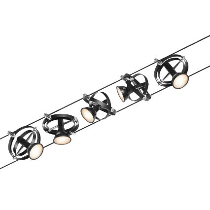 Paulmann 94440 - Комплект 5xGU5,3/10W пълна кабелна система CARDAN 230V черна