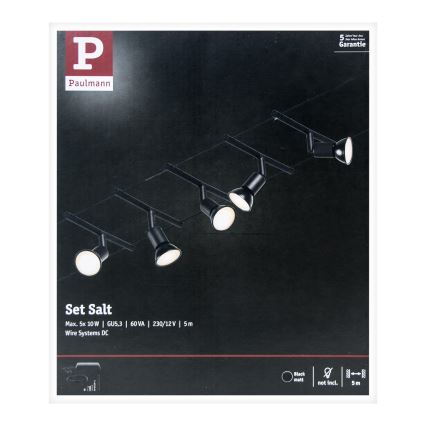 Paulmann 94446 - К-кт 5xGU5,3/10W Спот за релсова система SALT 230V черен