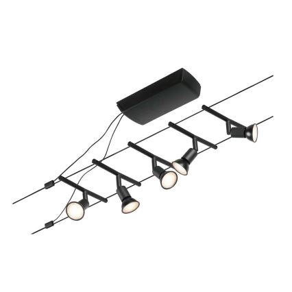 Paulmann 94446 - К-кт 5xGU5,3/10W Спот за релсова система SALT 230V черен