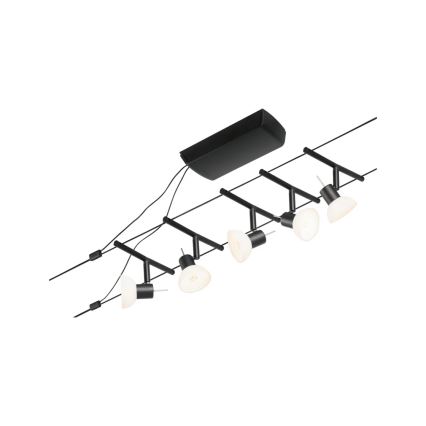 Paulmann 94450 - Комплект с 5 патрона GU5,3 (10W) — цялостна кабелна система SHEELA, 230V, черна
