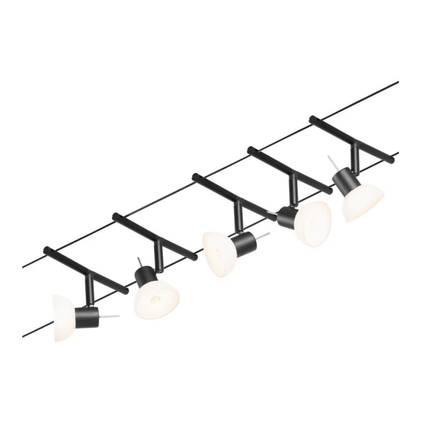 Paulmann 94450 - Комплект с 5 патрона GU5,3 (10W) — цялостна кабелна система SHEELA, 230V, черна