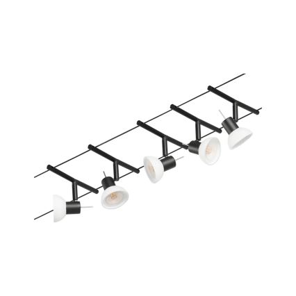 Paulmann 94450 - Комплект с 5 патрона GU5,3 (10W) — цялостна кабелна система SHEELA, 230V, черна
