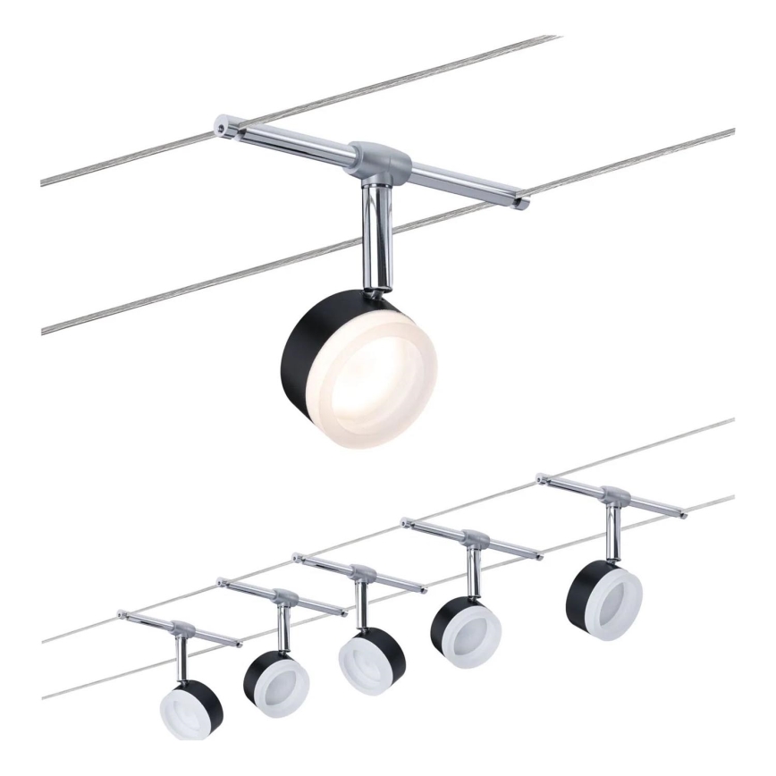Paulmann 94457 - Комплект 5xLED/4W спотове за кабелна система CLEAR 230V черен/лъскав хром