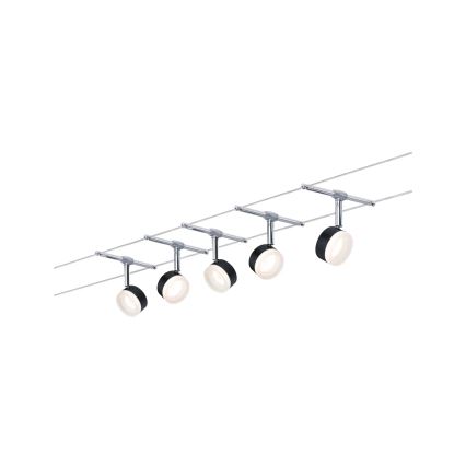 Paulmann 94457 - Комплект 5xLED/4W спотове за кабелна система CLEAR 230V черен/лъскав хром