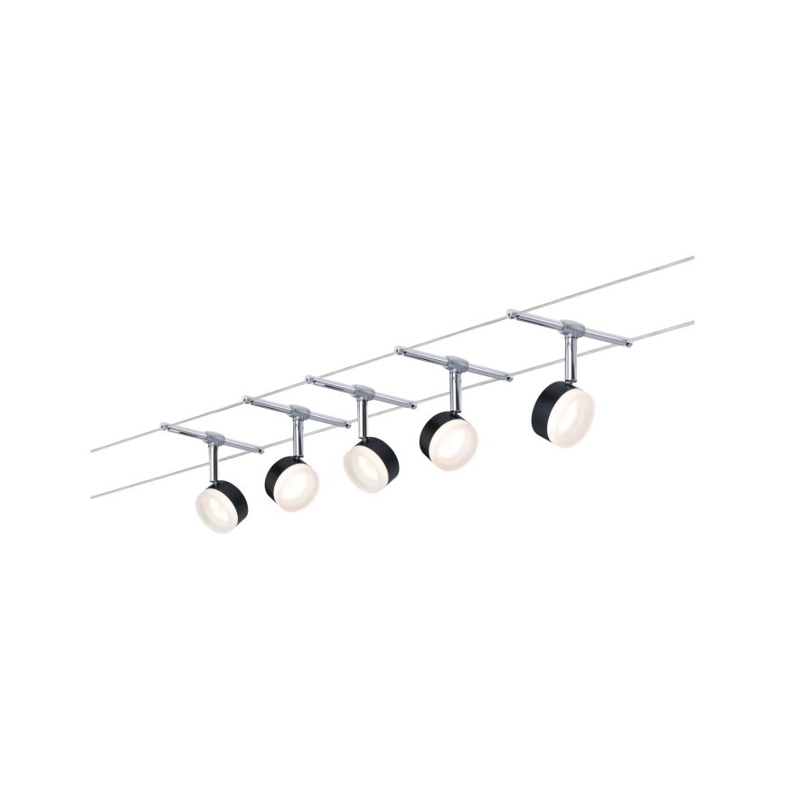 Paulmann 94457 - Комплект 5xLED/4W спотове за кабелна система CLEAR 230V черен/лъскав хром