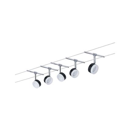 Paulmann 94457 - Комплект 5xLED/4W спотове за кабелна система CLEAR 230V черен/лъскав хром