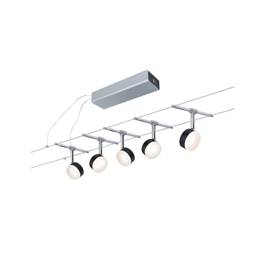 Paulmann 94457 - Комплект 5xLED/4W спотове за кабелна система CLEAR 230V черен/лъскав хром