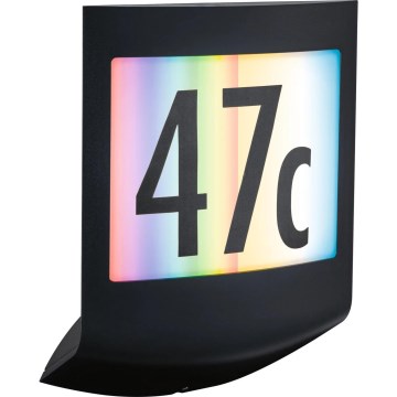Paulmann 94513 - RGBW LED/8,2W IP44 Димируема външна LED табела за номер със сензор за здрач PADEA 230V антрацит