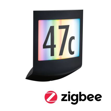 Paulmann 94513 - RGBW LED/8,2W IP44 Димируема табела за номер на къща със сензор за движение и за сумрак PADEA 230V антрацит