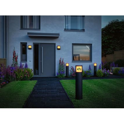 Paulmann 94514 - LED/8,5W IP44 Димируемо осветление за номерна табела с датчик за движение и за здрач PADEA 230V антрацит