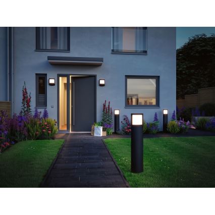 Paulmann 94514 - LED/8,5W IP44 Димируема външна лампа със сензор за движение и сумрак PADEA 230V антрацит