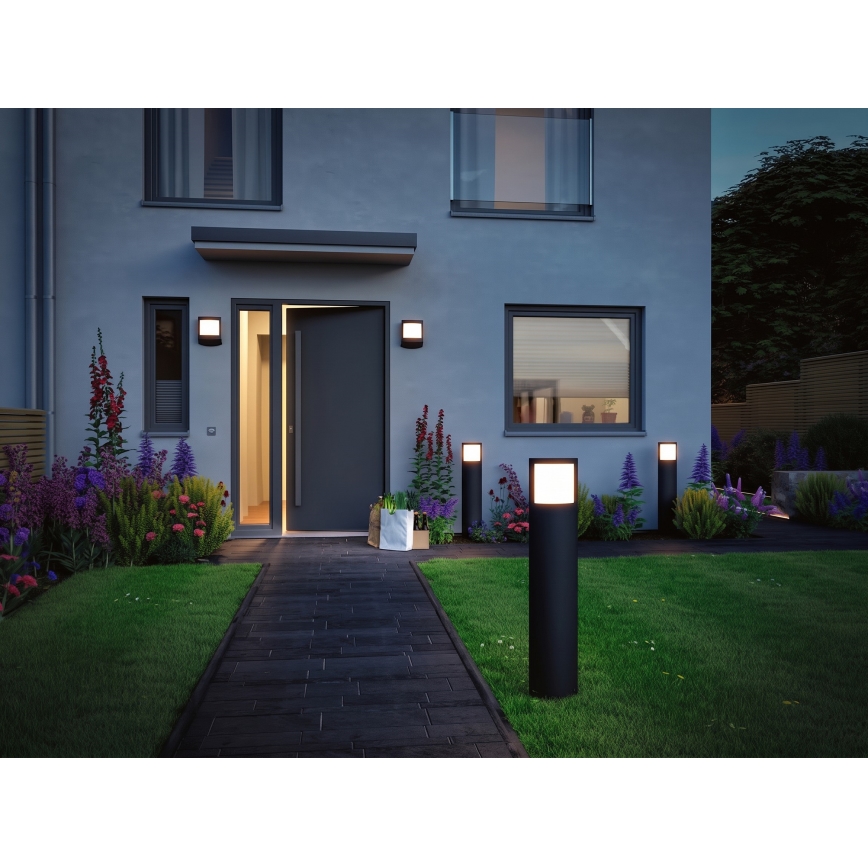 Paulmann 94514 - LED/8,5W IP44 Димируема външна лампа със сензор за движение и сумрак PADEA 230V антрацит