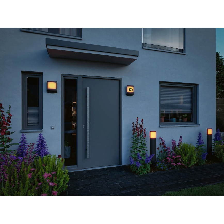Paulmann 94515 - LED/8,5W IP44 Димируема табелка за номер на къщата със сензор за движение и сумрак PADEA 230V антрацит